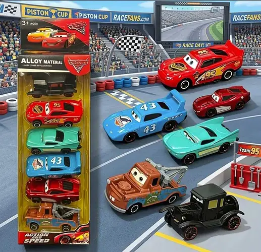 Набір литих металевих машинок Тачки Disney Pixar Cars 6 шт з Блискавкою Маккуїном